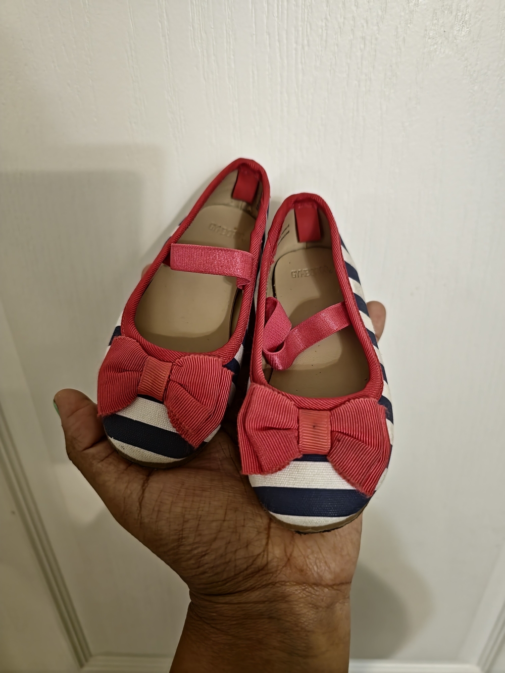 Gymboree Navy and Red Striped Mary Jane Flats with Bow